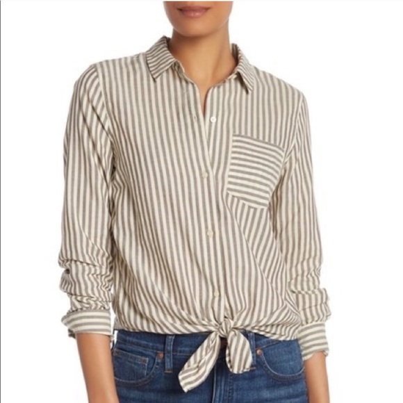 Madewell Tie-Front Shirt in Maitland Stripe - Picture 4 of 9